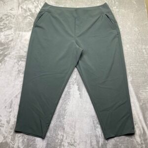Athleta Endless High Rise Pant Olive Green Sz 22 Fit 42" Crop Casual Zip Pockets